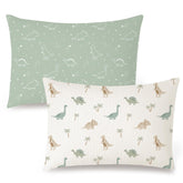 Konssy Dino Jungle 13x18 pillowcase fits toddler pillows with breathable muslin fabric