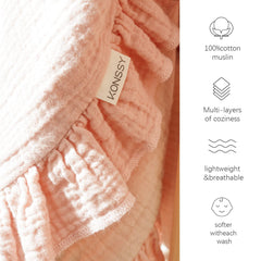 Konssy Flounce Muslin Blanket swaddle-use demonstrates lightweight, cozy comfort during naps.