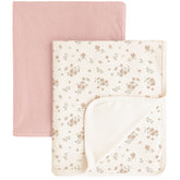Konssy Knit Baby Blanket two-pack blossom pink for cozy newborn snuggles