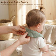 Konssy Muslin Baby Bibs adjustable nickel-free snaps for growing baby