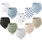 Konssy Muslin baby bib front view, soft, absorbent cotton for drool control