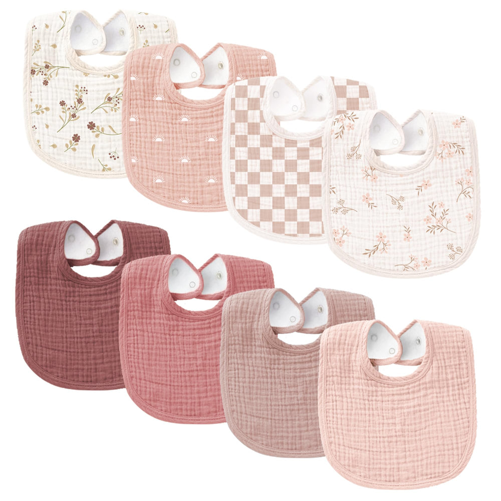 Konssy muslin baby bibs front view shows soft absorbent fabric for everyday use