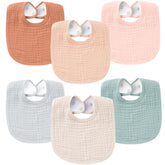 Konssy muslin baby bib front view showing soft touch and quick absorption.