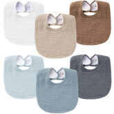 Konssy muslin baby bibs front view with soft cotton for gentle drool absorption.