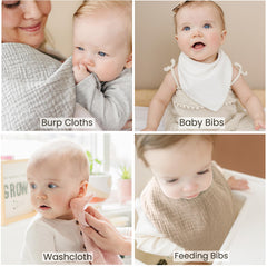 Konssy muslin baby bibs multiuse-burp-cloth shows versatility as burp cloth and bib.