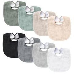 Konssy Muslin Baby Bibs pack cover shows soft absorbent cotton front with fleece back.