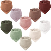 Konssy Muslin Baby Bibs pack front shows soft 100% cotton absorption.