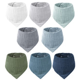 Konssy muslin baby bibs packaged set shows soft, absorbent bandanas for quick drool cleanup.