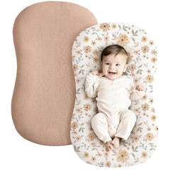 Konssy muslin baby lounger cover 2pack—soft, breathable cotton for newborn comfort.