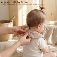 Konssy Muslin Bib Adjustable Snaps ensure snug newborn-to-36m fit