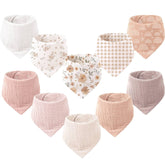 Konssy Muslin Bibs pack-front demonstrates a versatile 10-pack for drool and teething days.