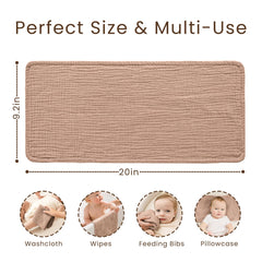 Konssy muslin burp cloth multi-use design doubles as a washcloth.