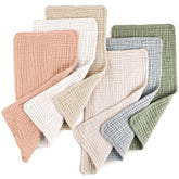 Konssy Muslin Burp Cloths 6Pack, front view, soft absorbent fabric for newborns.