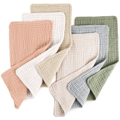 Konssy Muslin Burp Cloths 6Pack, front view, soft absorbent fabric for newborns.