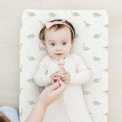 Konssy muslin changing pad cover green plaid on baby setup for cozy diaper changes.