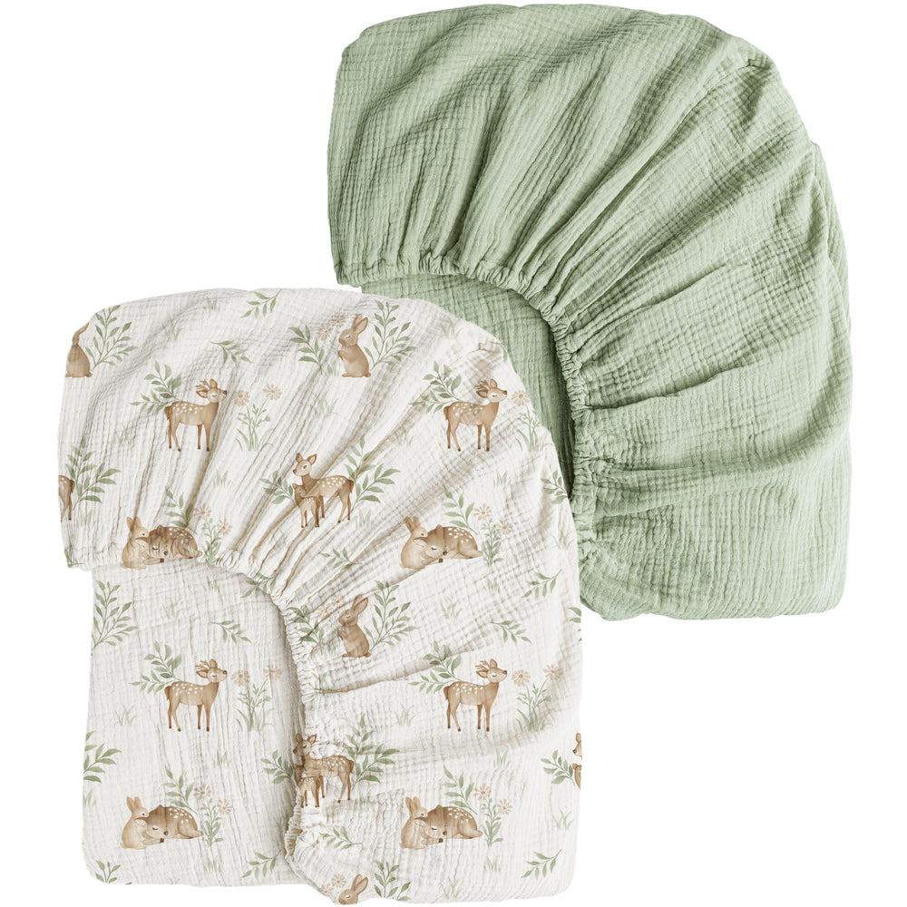 Konssy muslin crib sheets forest print on standard crib mattress for cozy sleep