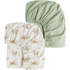 Konssy muslin crib sheets forest print on standard crib mattress for cozy sleep
