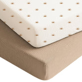 Konssy muslin crib sheets feature soft-texture for gentle naps and breathable comfort.