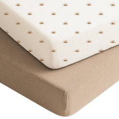 Konssy muslin crib sheets feature soft-texture for gentle naps and breathable comfort.