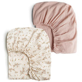 Konssy muslin crib sheets two-pack folded for easy storage and quick changes
