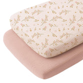 Konssy muslin fitted bassinet sheet in oval 33x17 offers breathable comfort for baby sleep.