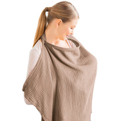 Konssy nursing cover brown fabric texture for breathable comfort during feeding.