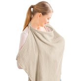 Konssy Muslin Nursing Cover in Summer Wheat, soft cotton fabric for comfortable public breastfeeding.