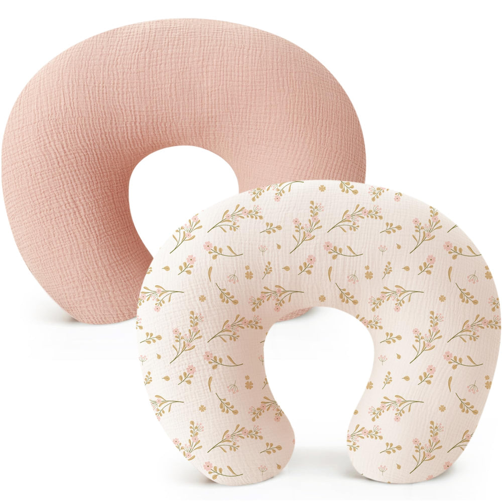 Konssy muslin nursing pillow cover soft touch pink floral provides gentle skin-friendly comfort
