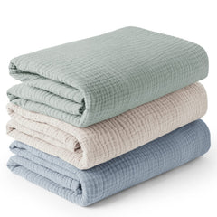 Konssy muslin swaddle 3pack packaging shows unisex colors for gifting