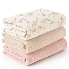 Konssy muslin swaddle blankets front view shows large breathable 47 x 47 size for easy newborn wrapping