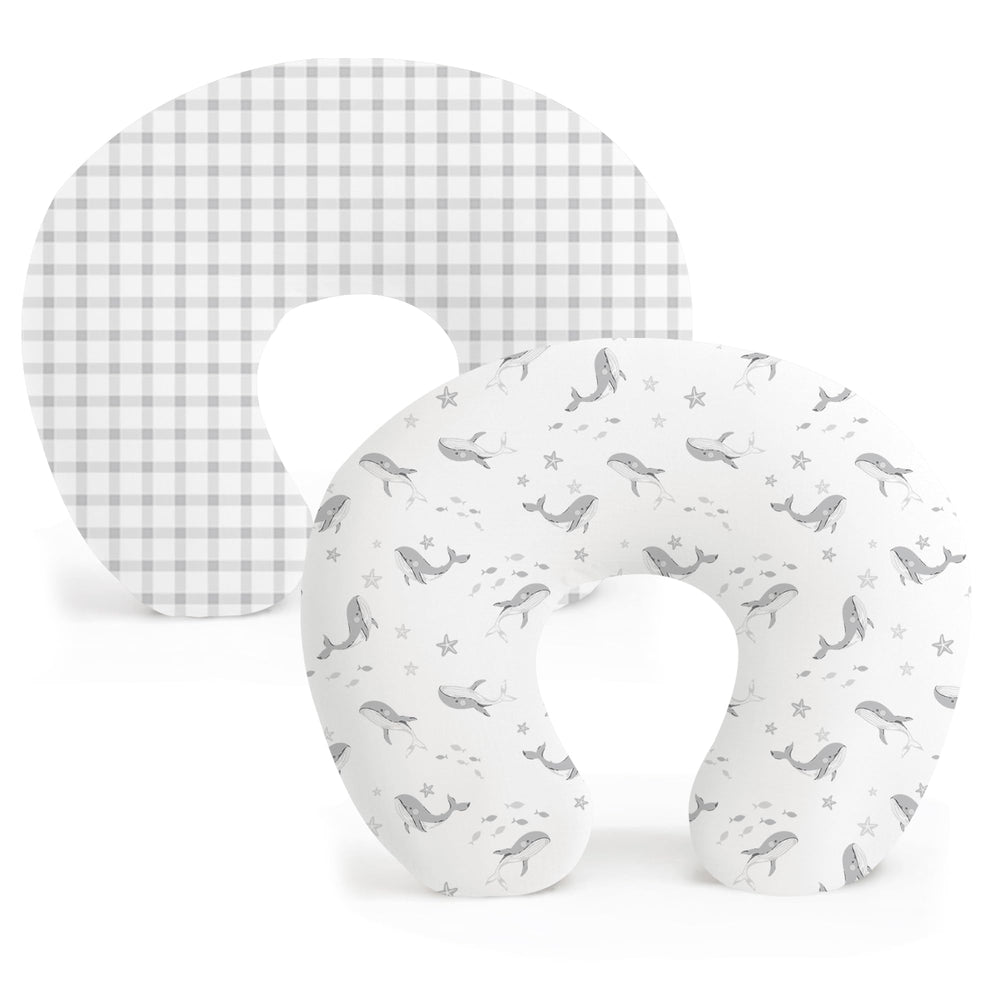 Konssy nursing pillow cover starry whales close-up shows soft breathable fabric for feeding comfort
