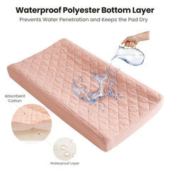 Konssy three-layer quilted construction highlights quilted padding for cozy diaper changes.
