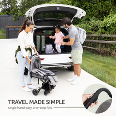 KOOLABABY grey stroller compact travel design ideal for transit and storage.
