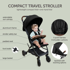 KOOLABABY lightweight travel stroller storage basket within reach