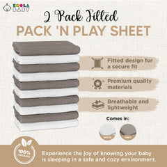 KoolerThings Pack and Play Sheets 2-pack packaging ready for gifting at baby showers.