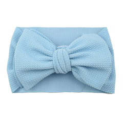 Koolgil baby girl headband blue front view, soft nylon for comfortable photos.