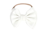 Koolgil baby headband white double bow for comfortable all-day wear.