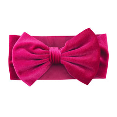 Koolgil bowknot velvet headband fuchsia closeup for photo-ready baby outfits