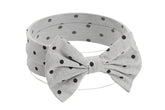 Koolgil headband polka-dot bowknot in grey, soft cotton for daily wear and photos.