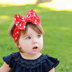 Koolgil Baby headband grey polka-dot bowknot, gentle elasticity for comfortable all-day wear.