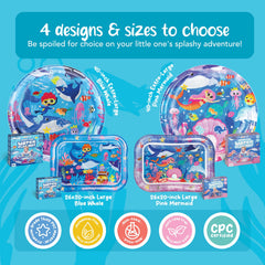 KooKooBaby durable leak-proof mat highlights thick PVC and leak resistance during water play.