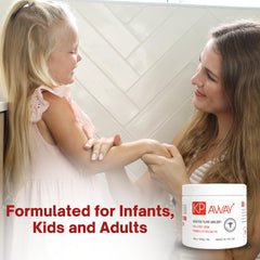 KPAWAY lotion bottle applying onto elbow to soothe dry, bumpy skin.