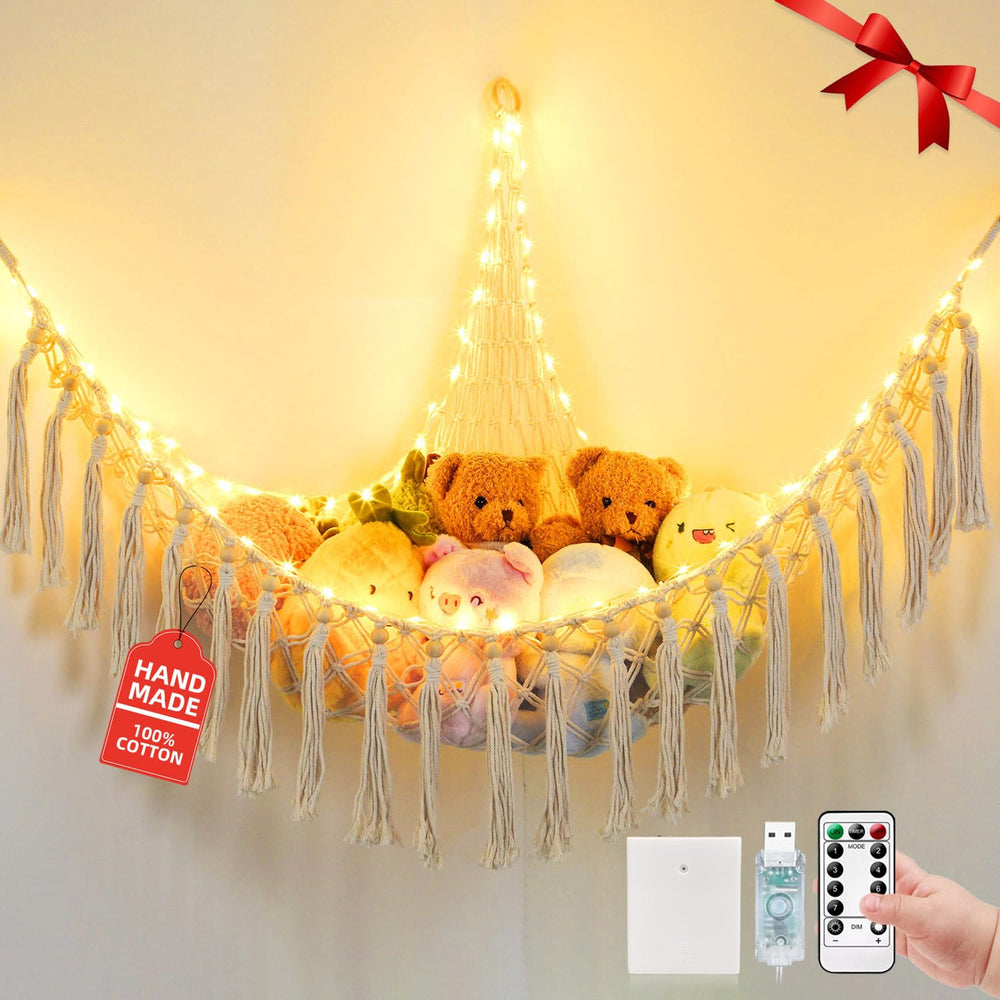 Krislait stuffed animal hammock 55in corner fit demonstrates space-saving storage