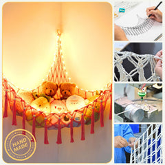 Krislait cotton rope net stores plush toys blankets in a compact space