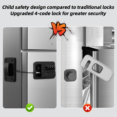 KRYVLEXA fridge lock one-hand operation shows easy access control for busy parents.