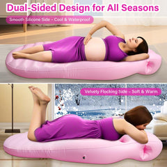 KSFJEU full-body pregnancy pillow setup demonstrates full support for sleeping.