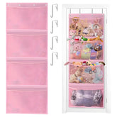 Kuaile over-the-door stuffed animal storage on pink organizer keeps toys neatly organized