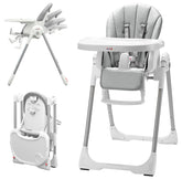 KÜB 3-in-1 foldable high chair grey front view shows sturdy frame for safe family meals