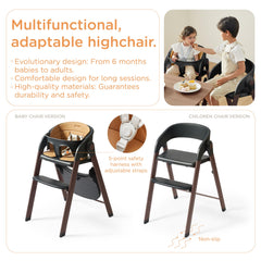 KUB High Chair with 5-point harness for baby's safety during meals.