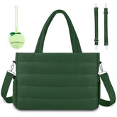KUBYA diaper bag tote front view shows spacious main compartment for baby essentials